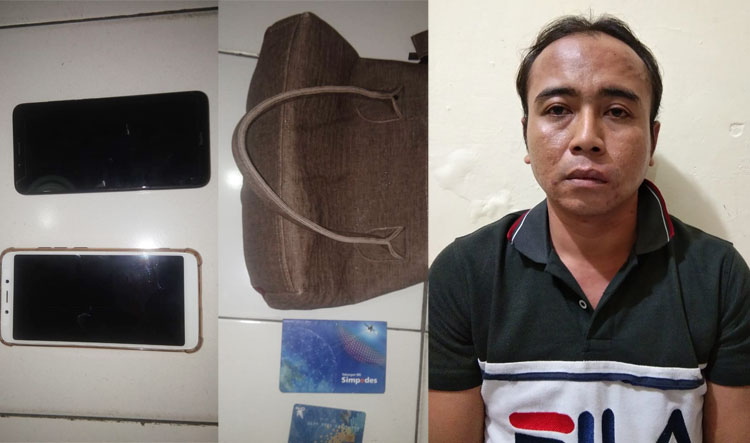 Pelaku dan barang bukti yang diamankan.