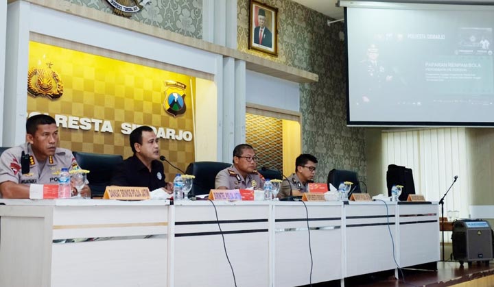 Rapat koordinasi yang digelar di Mapolresta Sidoarjo, Rabu (19/2/20).