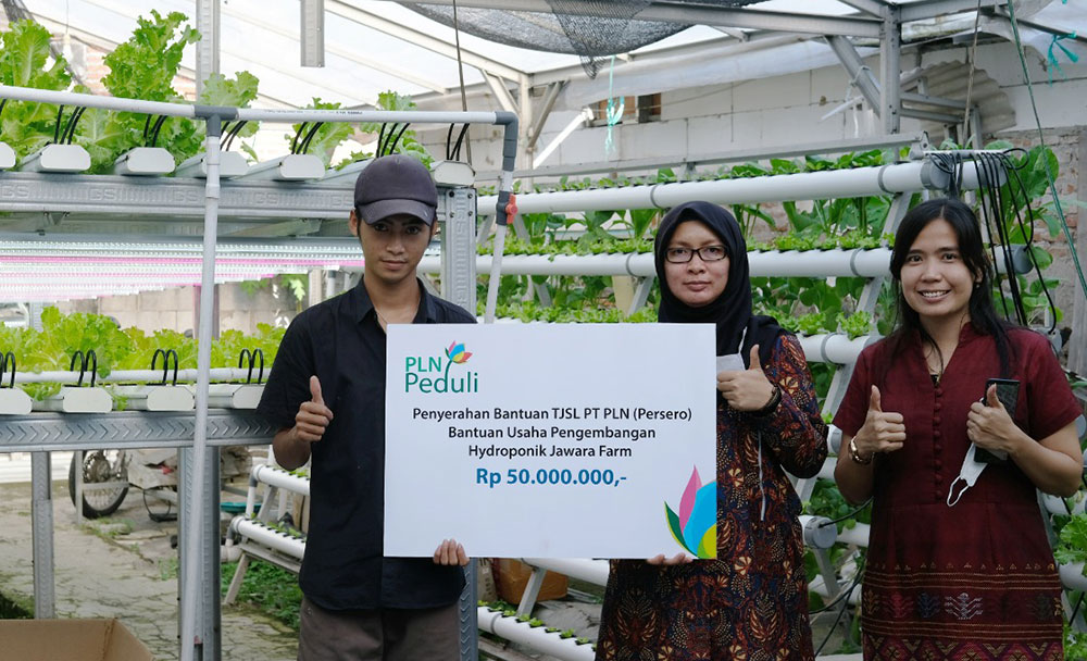 Pengerahan bantuan secara simbolis dari PLN kepada Jawara Farm.