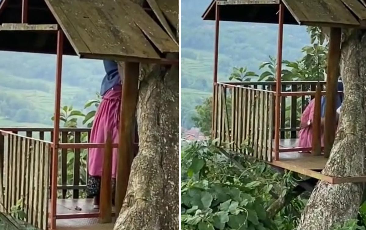 Tangkapan layar pasangan muda-mudi saat mesum Wisata Puncak Ratu Pamekasan.