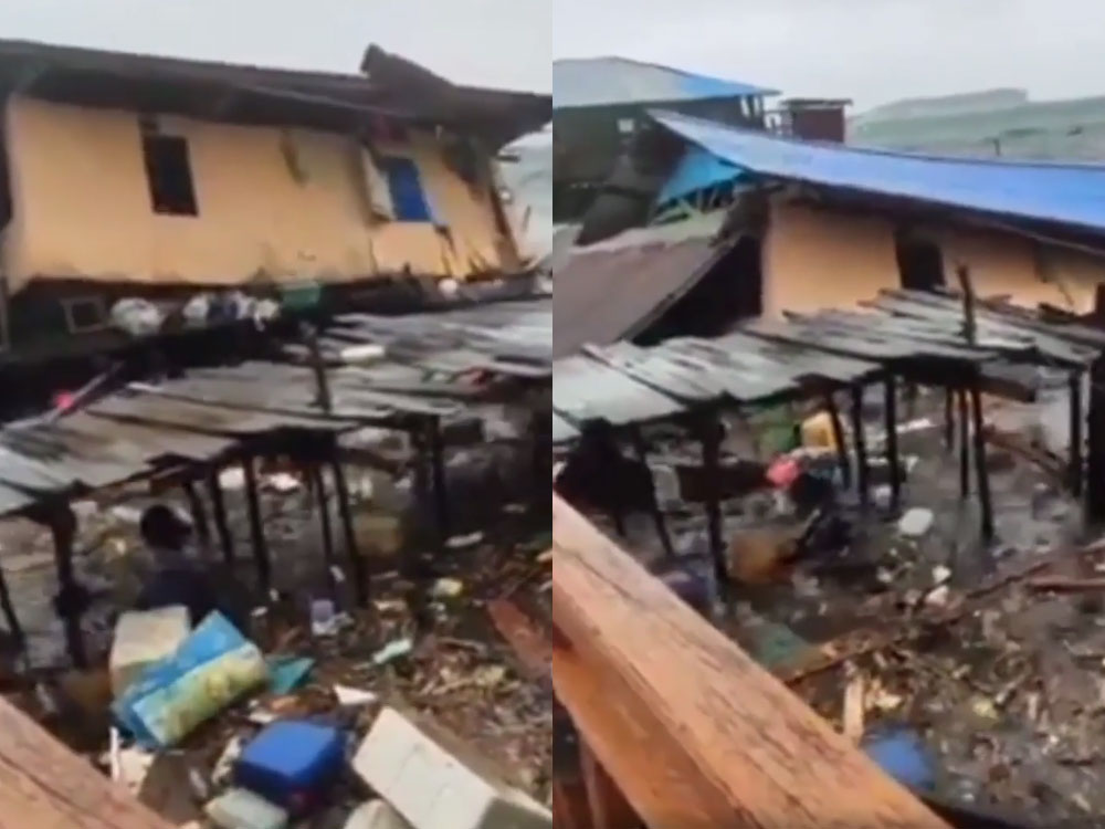 detik-detik rumah ambruk di kota sorong. Foto: ist.