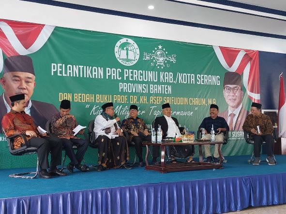 Para Nara Sumber, Dari Kiri: Kepala Dindikbud Banten Tabrani, Wali Kota Serang H Syaruddin, Rektor UIN Banten, Prof Wawan Wahyudin, Wakil Ketua MPR RI, Yandri Susanto, Prof Dr KH Asep Saifuddin Chalim, MA, M Mas