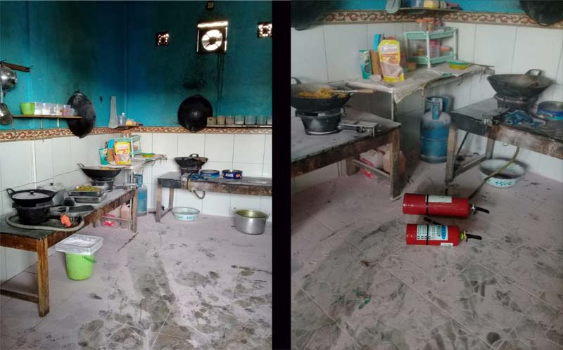 Kondisi dapur yang nyaris terbakar.
