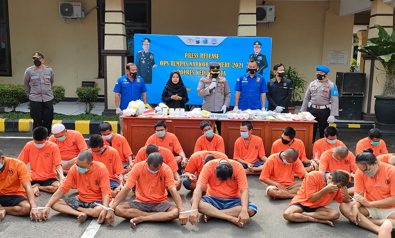 Dua Pekan Operasi Tumpas Narkoba, Polres Kediri Kota Ringkus 20 Pengedar