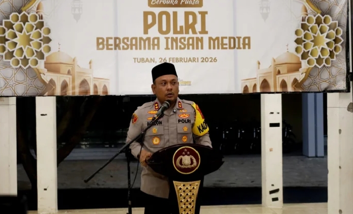 AKBP Alaidin, Kapolres Tuban saat memberi sambutan