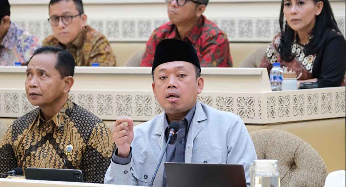 Menteri ATR/BPN, Nusron Wahid, saat menyampaikan paparan.