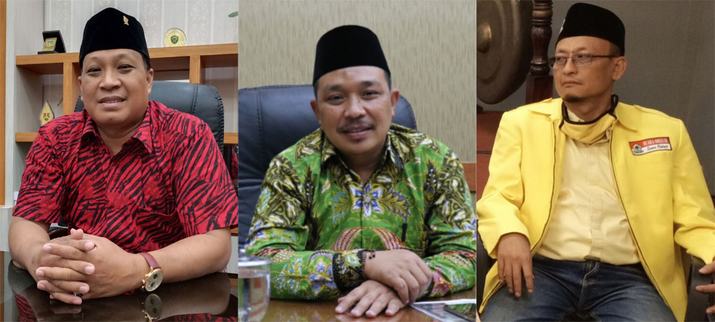 Dari kiri Ketua DPC PDIP, Ketua DPC PKB, dan Ketua DPD Golkar Gresik. 