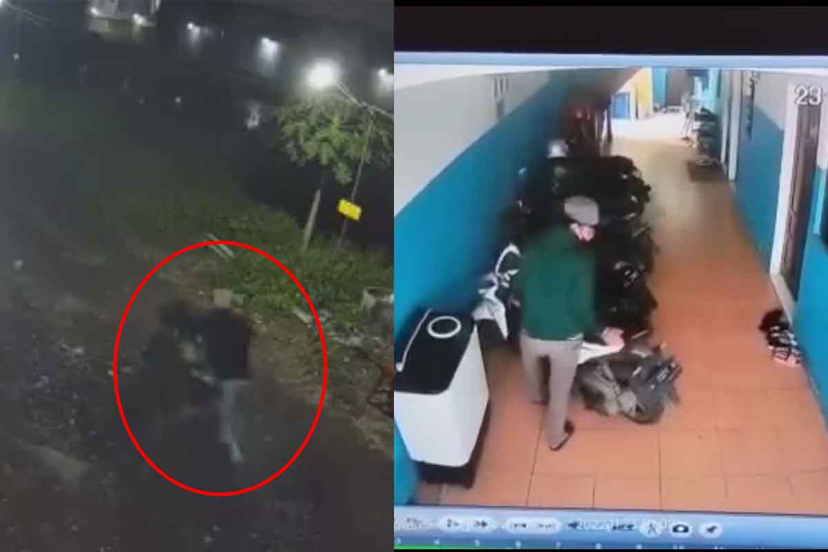Tangkapan layar rekaman CCTV di lokasi berbeda aksi pencurian motor di Kecamatan Sedati, Sidoarjo.