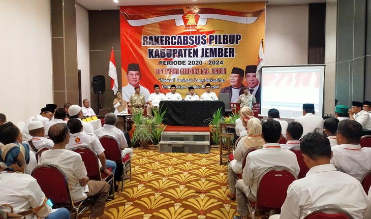 Rakercabsus yang digelar DPC Gerindra Jember di salah satu hotel, Sabtu (15/2/20) 
