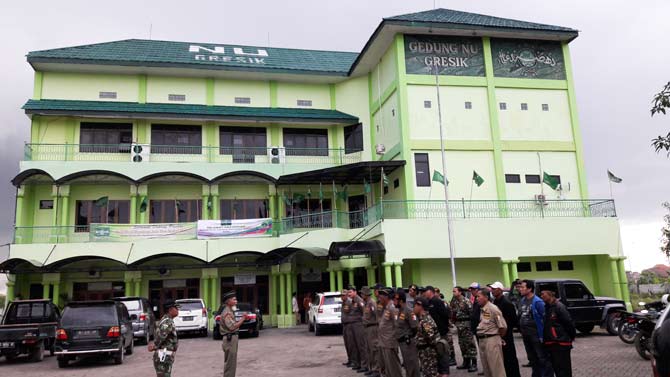 Kantor PCNU Gresik, di Jalan Raya Bunder Gresik Jawa Timur. foto: syuhud/ bangsaonline.com.