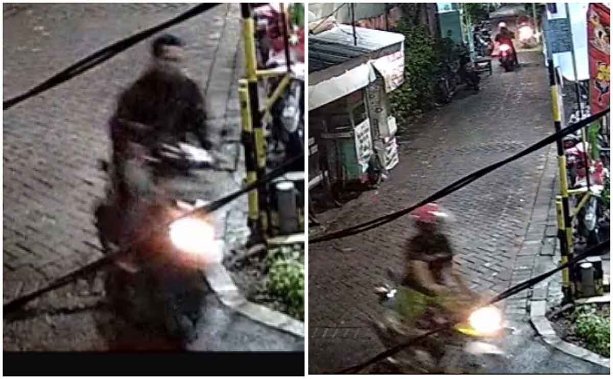 Rekaman CCTV pelaku curanmor di Surabaya.