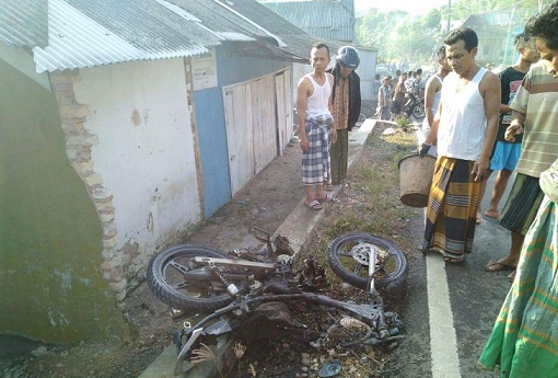 Kondisi motor korban yang hangus terbakar.