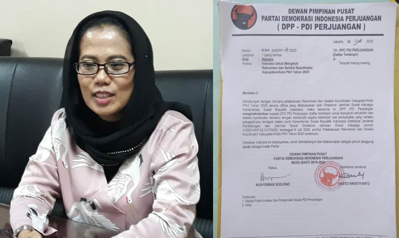 Dr. Sri Untari Bisowarno, Sekretaris DPD PDI Perjuangan Jatim dan surat instruksi dari DPP PDIP yang beredar di medsos.