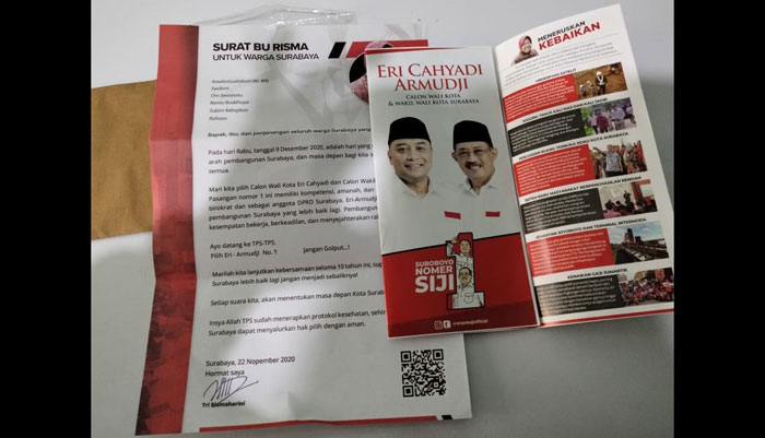 Selebaran liar salah satu paslon yang mengatasnamakan Tri Rismaharini.