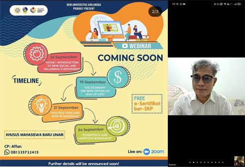 Rangkaian webinar dan Budiman Sujatmiko saat menjadi pembicara. foto: istimewa