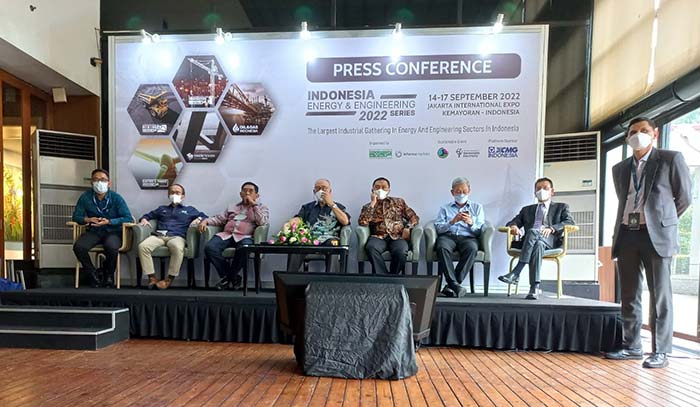 Suasana konferensi pers pameran Electric & Power Indonesia Expo 2022.