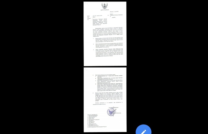 Bukti surat  Bupati ke Presiden dan KPK.