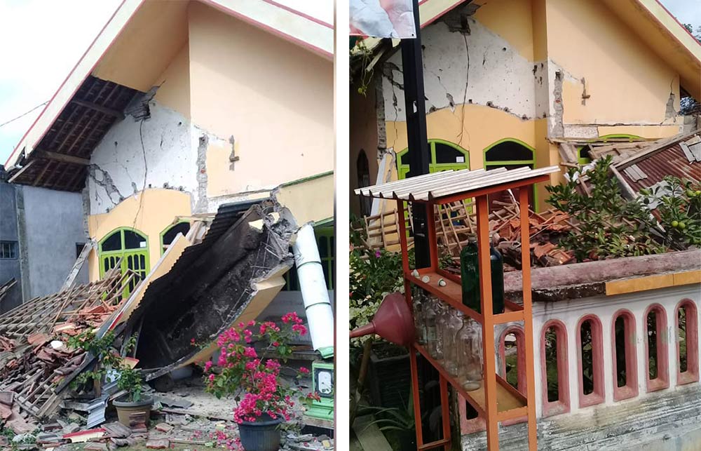 Sejumlah rumah yang mengalami kerusakan imbas gempa.