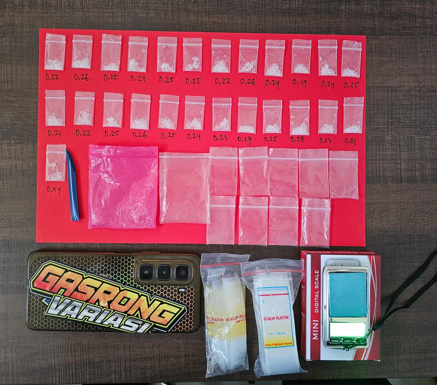 Barang bukti sabu yang berhasil diamankan dari kedua pelaku. foto: ist.