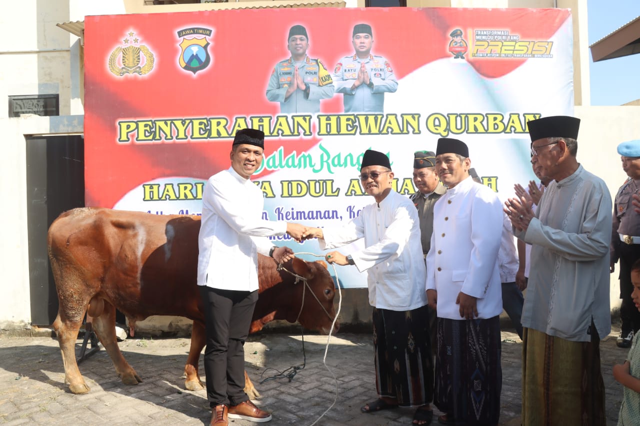 Polresta Sidoarjo Lakukan Pemotongan dan Penyaluran 35 Sapi dan 55 Kambing Kurban 1446 H
