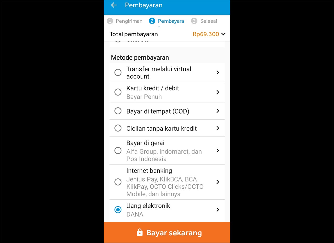 Proses pembayaran yang bisa dilakukan secara digital dengan banyak pilihan.
