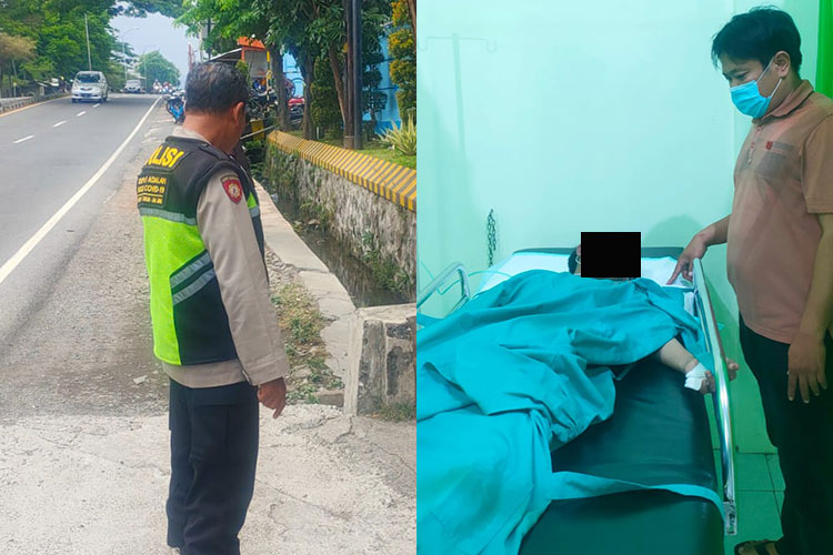 Kloase Foto Korban Pengeroyokan dan Polisi di lokasi kejadian.