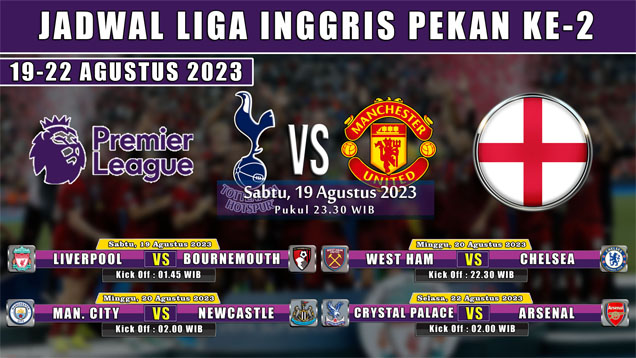 Jadwal Liga Inggris 2023-2024 Pekan Ke-2: Tottenham Vs Manchester ...