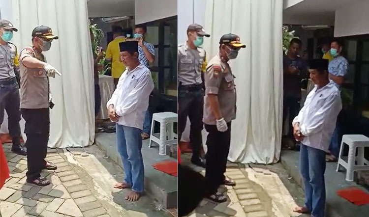Kapolsek Kaliwates, Kompol Edy Sudarto saat memarahi tuan rumah karena nekat menggelar acara di tengah wabah virus Corona (Covid-19).