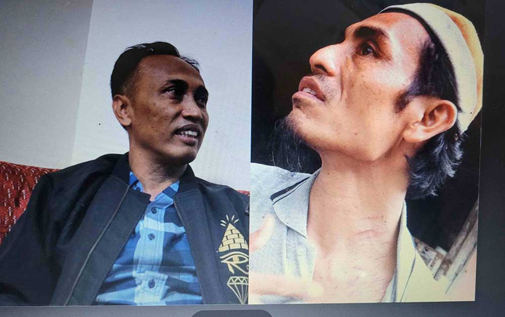 Kepala Pasar Kolpajung Efendi. Foto kanan, korban Kaderi saat menunjukkan luka bekas cakar di lehernya. Foto: DIMAS M. S./ BANGSAONLINE