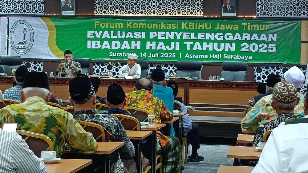 Evaluasi Penyelenggaraan Haji Tahun 2025 yang digelar di Gedung Sofa Asrama Haji. Foto: Yudi Arianto/BANGSAONLINE