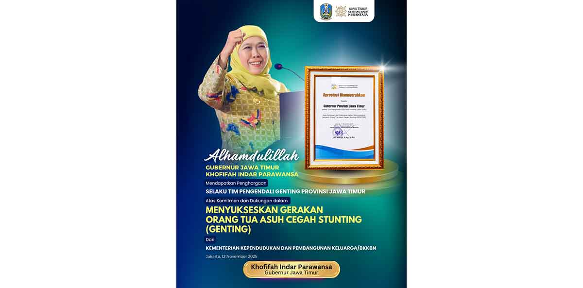 Gubernur Khofifah Raih Penghargaan Nasional atas Program Cegah Stunting