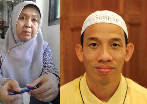 Pengamat politik UINSA Laili Bariroh MPd dan Arcandra Tahar. foto: mega melati/net/montase