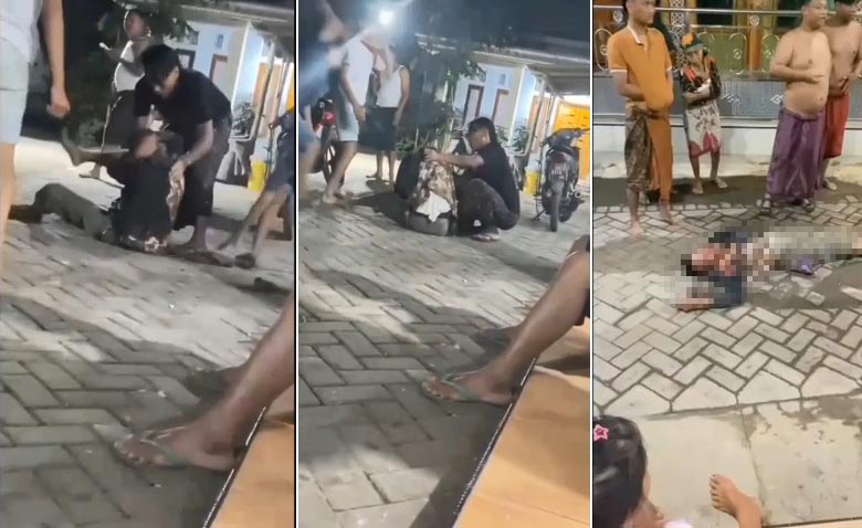 Pelaku pencurian tergeletak dan hendak dievakuasi usai dihakimi massa.