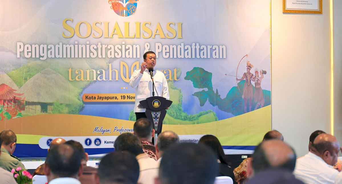 Menteri ATR/BPN, Nusron Wahid, saat memberi sambutan.