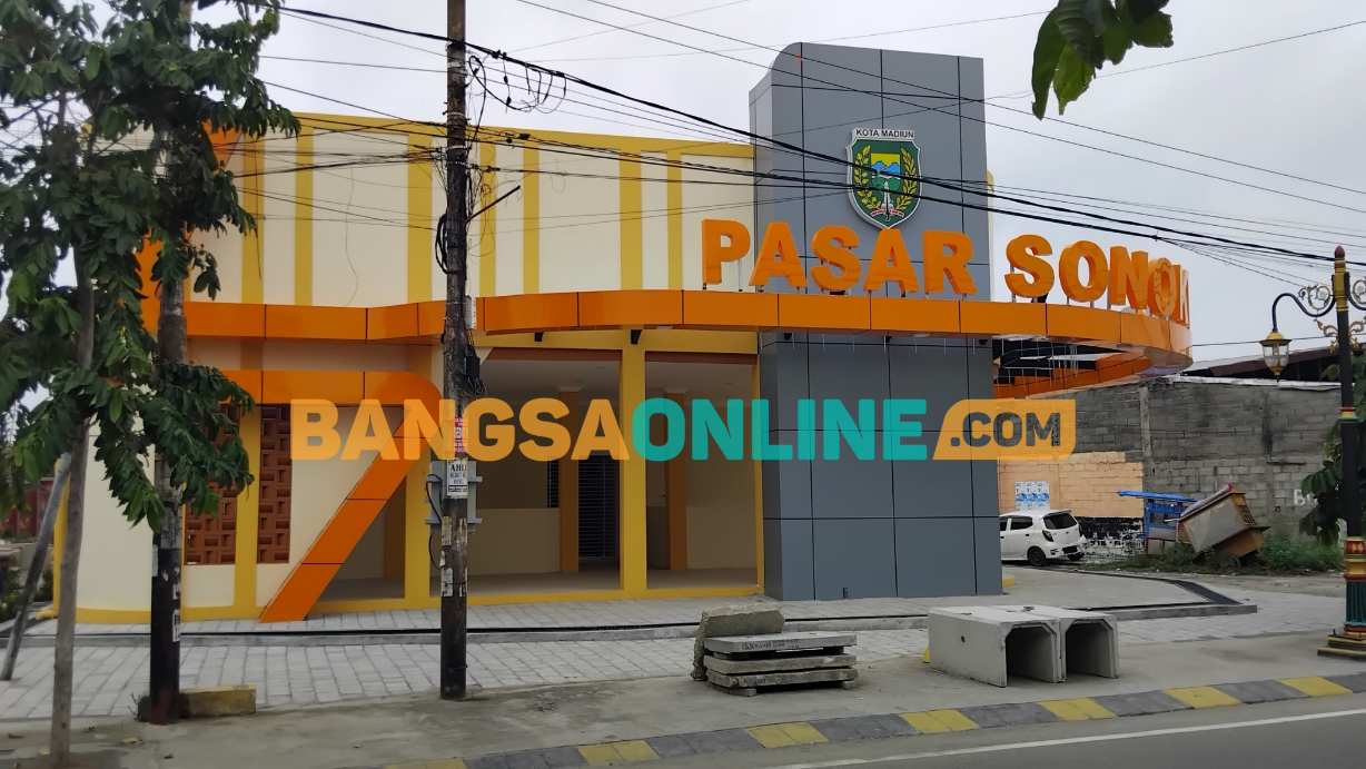 Pasar Pancasila yang sudah selesai dikerjakan. Foto: Hendro Suhartono/BANGSAONLINE