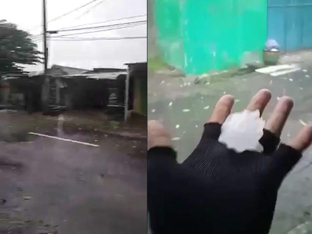 hasil tangkapan layar hujan es di kota surabaya