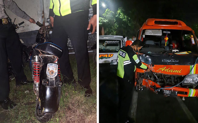 Masuk Jalur Arah Berlawanan, Mobil Elf di Sidoarjo Tabrak Motor, Pengendara Meninggal di Tempat