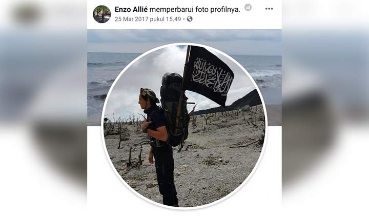 Tangkapan layar yang diduga foto Enzo Zenz Allie dalam akun facebook yang diduga miliknya yang kini sudah dihapus. foto: facebook