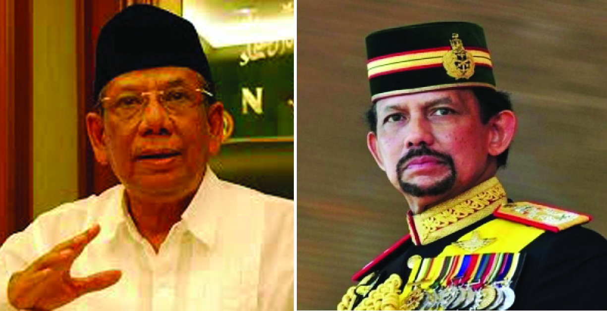 KHA Hasyim Muzadi (kiri) dan Sultan Bolkiah (kanan). Foto: wikipedia/www.bornrich.com