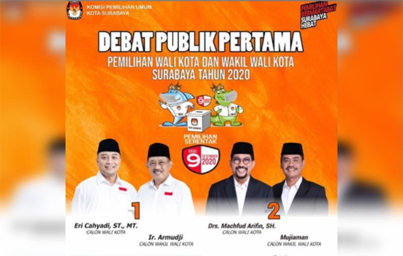 Ilustrasi: Banner promosi Debat Publik Pilwali Surabaya putaran pertama.
