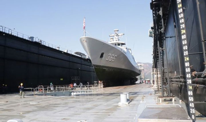 KRI Hasanuddin-366 saat docking di Aksaz Dockyard Turki selama 10 hari.