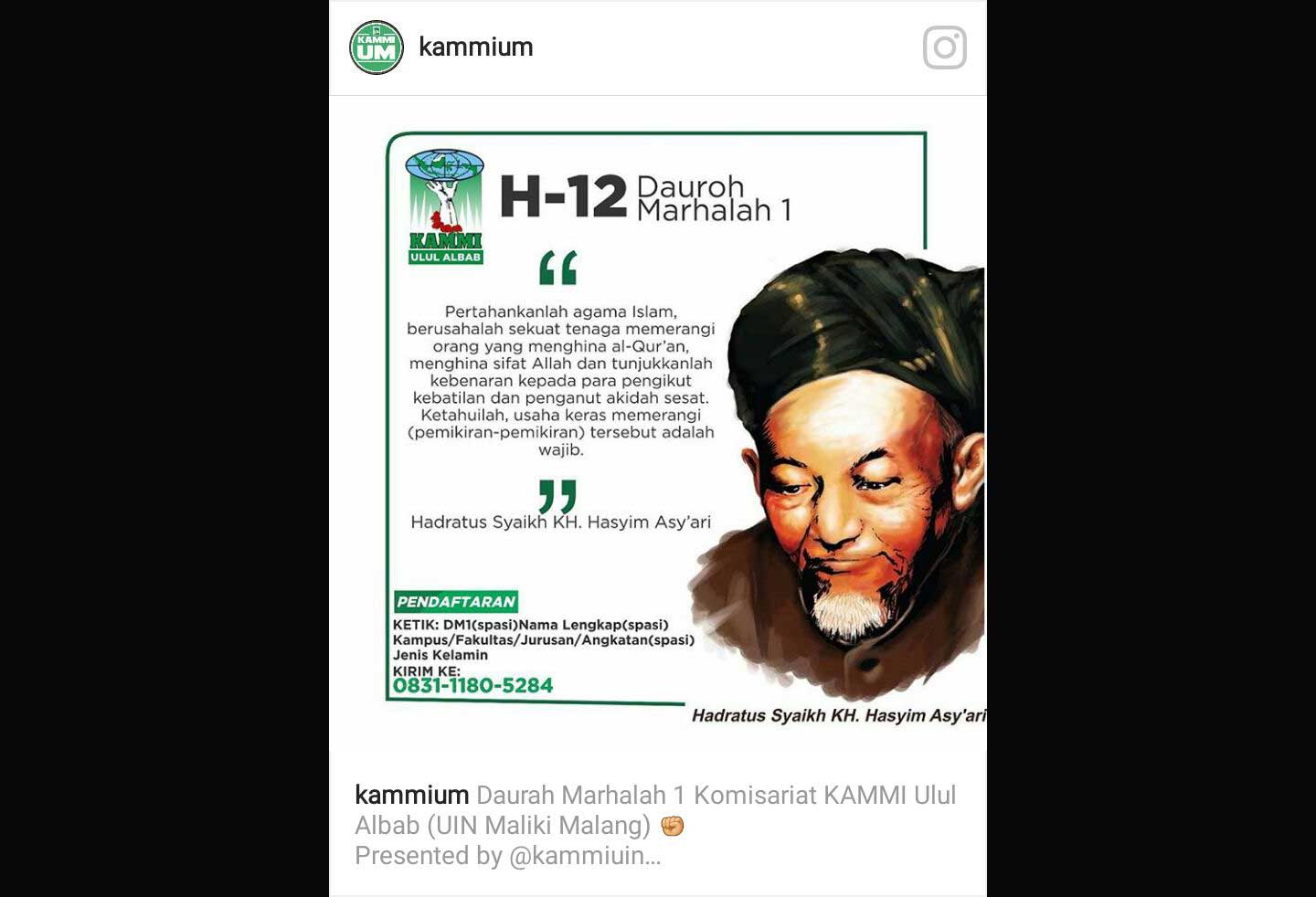 Poster KAMMI yang mencatut dawuh KH Hasyim Asyari.