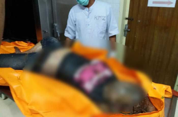 Mayat wanita tanpa identitas di perkebunan PT Kismohandayani Gandusari saat berada di RSUD Ngudi Waluyo Wlingi.