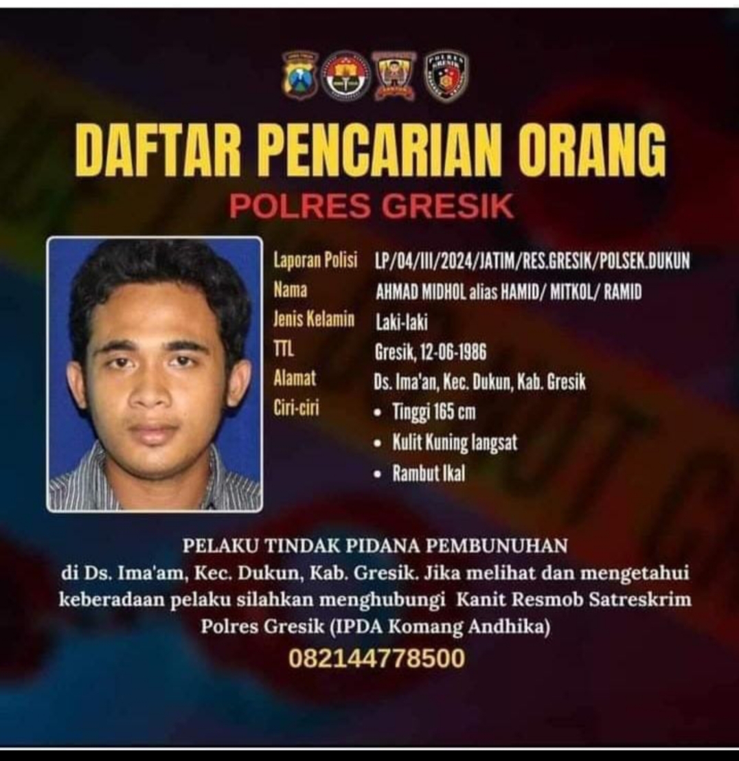 Penetapan Ahmad Midhol sebagai DPO oleh Polres Gresik