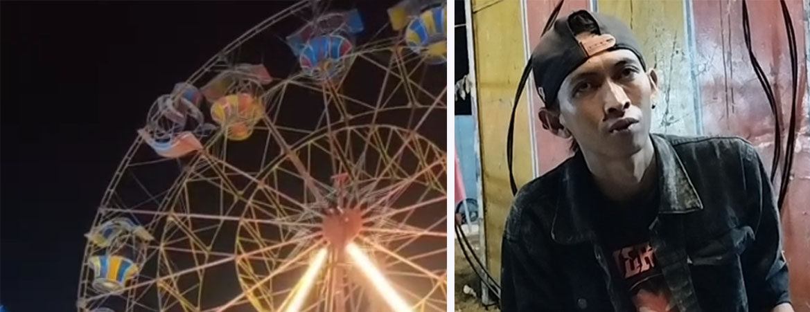 Foto: Wahana Bianglala di Pasar Malam Pamekasan dan Penjoki Wahana Bianglala Tri