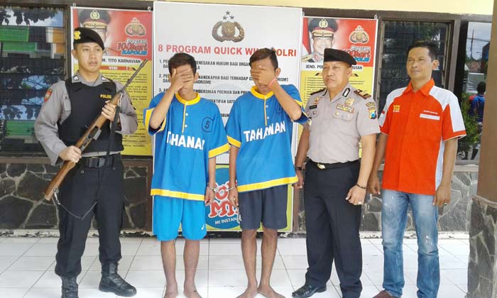 Duo pembobol minimarket yang berhasil  diringkus Unit Reskrim Polsek Kejayan, Pasuruan.