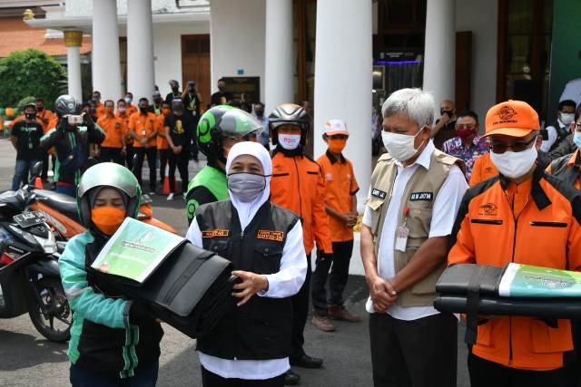 Gubernur Khofifah Gandeng Ojol & PT Pos, Layanan Lumbung Pangan Jangkau 28 Daerah Jatim