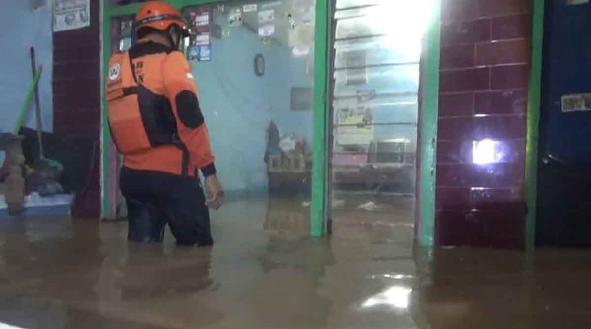 Kondisi banjir di Desa Kademangan, Kecamatan Mojoagung, Jombang.