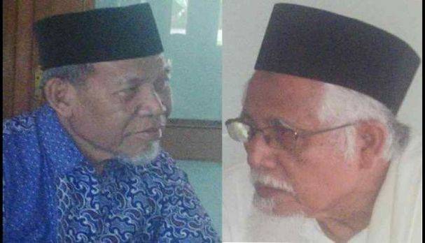 Ketua PWNU Banten KH Makmur Masyhar (kiri) dan Rais Syuriah PWNU Banten KH TB Abdul Hakim. Foto: bangsaonline.com