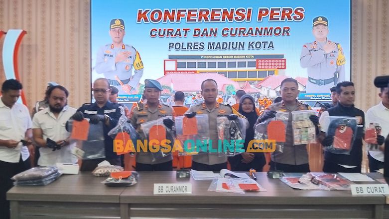 Polres Madiun Kota Gelar Rilis Pers Pengungkapan 19 Kasus Curanmor dan 1 Curat